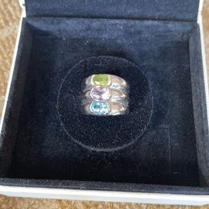 Beautiful sterling silver ring, coloured stones
